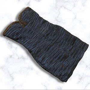 Blue strapless stretchy dress